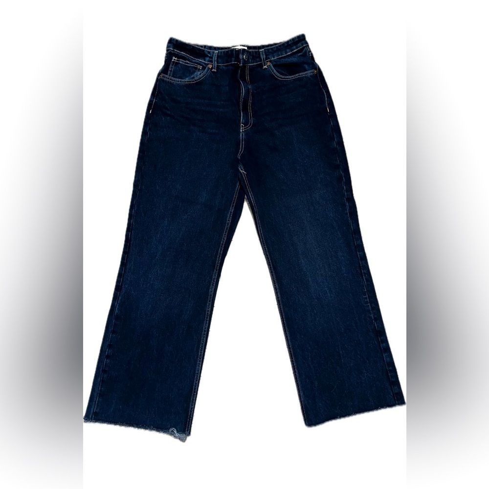 Zara dark denim wide leg jeans size 14